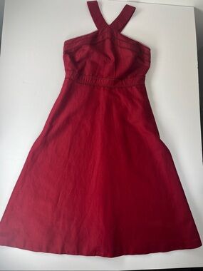 Ann Taylor Red Halter Midi Sundress Sz 2